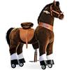 PonyCycle Ufficiale Cavallo Autentico I bambini cavalcano i giocattoli Cavallo di cioccolato, (con freno/con suono/ 108 cm di altezza/Taglia 5 per età 7+) Giro in pony su Modello Ux521