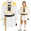 Yeria Costume pop star per bambine - Set di 3 pezzi con frange bianche (gilet, giacca, gonna), K-Pop Rumi Stage Performer Dress Up per 3-4 anni, Halloween, carnevale, taglia 120