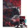 JIANGENNF Puzzle da 1000 pezzi per adulti, volpe Kitsune nera su un albero, giocattolo educativo, migliora la memoria, compleanno e Natale 50x75cm