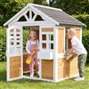 Trdlpyn Casetta da giardino per Bambini, Casetta sull'albero per Bambini con Porte e finestre, in legno massello, Casette giocattolo da esterno resistente alle intemperie, 113 x 100 x 132 cm