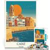 JIANGENNF Puzzle da 1000 pezzi per adulti con poster della spiaggia di Cadice, giocattolo educativo, attività divertenti da fare a casa, ideale per compleanni e Natale 38x26cm