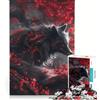 JIANGENNF Puzzle da 1000 pezzi per adulti raffigurante una volpe Kitsune nera su un albero, giocattolo fai-da-te, interazione genitore-figlio, collezione d'artista, belle arti 38x26cm