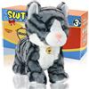 SWTOIPIG Gatto Robot Interattivo di Peluche, Grigio | Peluche a comando vocale, 8 movimenti, si muove e si capovolge, regalo Natale e compleanno