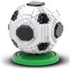 Atomic Building Pallone da Calcio Premium con Base da Montare con Mini Blocchi. 3D | Modello da collezione. Finitura liscia. Base inclusa per esporre su scrivania, scaffale, ecc. Regalo per fan del calcio