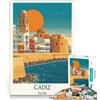 JIANGENNF Puzzle per ragazzi da 1000 pezzi con il poster della spiaggia di Cadice, giocattolo fai-da-te, interazione genitore-figlio, compleanno e Natale 50x75cm
