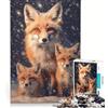 JIANGENNF Puzzle da 1000 pezzi per adulti Mamma Volpe Rossa nella Neve Gioco Educativo Difficile e Sfida Gioco Sfida Unico 38x26cm