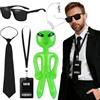 Kitimi 6 Pcs Agente Costume Accessori, Set di Accessori per Agente Con Occhiali Da Sole Neri Tie Earpiece Id Card Holder per Uomini Donne, per Carnevale Cosplay Feste