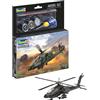 Revell Model Set 64985 AH-64A Apache in Scala 1:100 Non costruito/Non Verniciato, Kit di modellini in plastica con Colla Professionale Contacta, Pennello e Colori Aqua Color selezionati