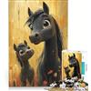 JIANGENNF Puzzle da 1000 pezzi per ragazzi con cavallo madre e puledro gioco educativo divertente antistress regalo di Natale o compleanno 38x26cm