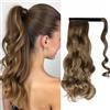 Gairyan 50cm Coda Capelli Extension Coda di Cavallo Mossi Posticci per Capelli Wrap Around Ponytail Extension Finta Estensione Sintetici Ondulati Ricci Lunghi per Donna, Biondo cenere&Sporca bionda
