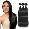Tuheerst 30 32 34 Inch 1B Natural Black Human Hair Bundles Double Drown Extension Capelli Straight Hair Extensions Unprocessed Brazilian Virgin Remy Extension 50g/Bundle Total 150g
