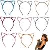 PYRUVAE 8 Pezzi Cerchietti Orecchie da Gatto Leopardati per Bambina e Donna, Fascia Capelli Maculata, Accessori Capelli per Feste, Compleanni e Cosplay, Design Confortevole (8 Colori)