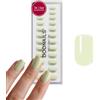 DOONAILS® Set di 30 unghie finte a pressione in gel morbido, colore verde pistacchio delicato, 15 misure, 7-14 mm, lunghezza 16 mm