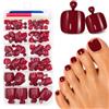 Ceboic 120 Pezzi Unghie Finte Piedi, Corte Quadrate Unghie Dei Piedi con Colla, Borgogna Copertura Completa Acrilico French Fake Nails Tips Piedi per Donne Ragazze Manicure, 12 Taglie