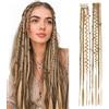 Silk-co Extension Treccine Boho Braids Clip in Dreads 2 Ciocche Trecce Capelli Sintetici Posticci Donna 50cm 50g Biondo Medio & Biondo Chiaro