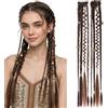 Silk-co Extension Treccine Boho Braids Clip in Dreads 2 Ciocche Trecce Capelli Sintetici Posticci Donna 50cm 50g Bruno Scuro