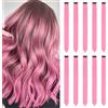 LUCKSWET 10 extension per capelli da ragazza, colorate e lisce, per feste, accessori per capelli da donna, 55,9 cm, rosa brillante