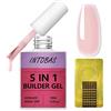 INTOBAS Nudo Rosa Gel Ricostruzione Unghie Professionale 5 In 1, Builder Gel 15ml, Smalto Semipermanente Primer Per Acrigel, Extension, Restauro E Nail Art