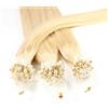 Hair2Heart 25 x 0.5g Microring Loop Extension Capelli Veri - 50cm - Liscio, Colore #22 Biondo Chiaro