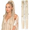 Silk-co Extension Treccine Boho Braids Clip in Dreads 2 Ciocche Trecce Capelli Sintetici Posticci Donna 50cm 50g Biondo Chiaro