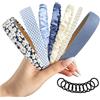 BUTBU Fascia Cerchietto Capelli Donna, 7 pz Serie Blu + 10 pz Elastico