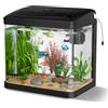 GuKKK Acquario Piccolo in Vetro, GuKKK Completo Acquarios Per Pesci Rossi Tartarughe D'acqua con Illuminazione a LED e Sistema di Filtraggio,Nero,Set Per Principianti Mini Acquario Completo (6L)