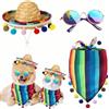 XFSRG 3 Pezzi Cappello di Paglia per Animali Domestici Bandana Triangolare con Pon Pon Messicano Animali Domestici Sombrero Messicano Cani Cappello per Gatti Sombrero