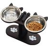 Generisch Mangiatoia per gatti e dispenser d'acqua, in legno, con