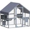 Wiltec Recinto per gatti da esterno 140 x 187 x 187 cm, recinzione antifuga in legno con telo di copertura impermeabile per il tetto, diversi livelli, per giardino, balcone, terrazzo