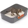 Suhaco Lettiera a basso ingresso per gattini grandi lettiere per gatti anziani, piccola lettiera in plastica per gatti piccoli, con sgabello, facile da pulire, 61 cm di lunghezza x 40,6 cm di