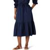 Amazon Essentials Gonna Midi da Donna a Vita Medio Alta in Rasatello di Cotone a Balze (Top Venduto separatamente), Blu Navy, L