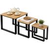 Liink1Ga Set di 3 Tavolino Divano Salotto Quadrati Impilabili 70CM(Quercia Finta) | 70x70CM Tavolo da Letto Tavolino Caffè Tavolini Moderno per Soggiorno Camera Letto Balcone Giardino Ufficio