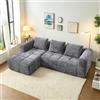 Wyibwy Divano componibile a 3 posti con chaise longue e braccioli,divano angolare a L con tasca laterale per telecomando,con 3 cuscini,divani a Compressione(senza montaggio),divani in ciniglia,Grigio