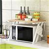 HUOLE Scaffale per forno a microonde a 2 livelli, organizer-Mensola Microonde, Estendibile Mensola Microonde Salvaspazio Heavy Duty per Cucina Counter Ripiano -57 * 38 * 38 cm Z-colore noce