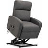 Arreditaly Poltrona Relax Elettrica Con Alzapersona Reclinabile 135° Schienale Ergonomico E Telecomando Poltrona TV Comfort per Anziani Soggiorno 65 x 85 x 105 cm Grigio