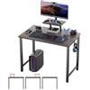 Lvhcmfohm Scrivania per Computer 100x50cm, Tavolo da Ufficio Salvaspazio con Staffa per Alzata Staccabile, Adatto per Ufficio, Soggiorno, Casa (Nero)