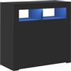 Generico Credenza con Luci LED Nera 80x35x75 cm,Mobili,Armadietti e portaoggetti,Buffet e credenze,Nero,30 kg,804329