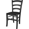 t m c s Tommychairs - Sedia modello Venezia per cucina bar e sala da pranzo, robusta struttura in legno di faggio color anilina nera e seduta imbottita e rivestita in tessuto nero
