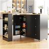 BLUON HOME BLUON Tavolo da bar girevole a 360°, con ruote, 3 cassetti, supporto per snack, isola di stoccaggio multifunzionale, cucina e soggiorno, nero (138-209 x 39 x 104'