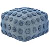 Beliani Pouf quadrato Boho Ottoman in cotone a pois 50 x 50 x 35 cm Blu