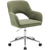 Alice's Garden sweeek - Sedia da ufficio con ruote in velluto a coste Kaki con base cromata. L 60 x P 62 x H 89/99 cm