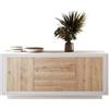 Web Convenienza Madia con 2 Ante e 3 Cassetti Made in Italy - Credenza Contenitore Collezione Sky per Soggiorno Cucina Ingresso Sala da Pranzo Mobile Design moderno - Bianco laccato opaco/kadiz