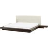 Beliani Letto in Legno Marrone Scuro Stile Giapponese 2 Comodini 160 x 200 cm