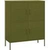 Generico Armadietto in Acciaio Verde Oliva,80x35x101,5 cm con 4 Ante e Ripiani Regolabili - Mobile per Riporre con Stile in Soggiorno,Ufficio o Ingresso