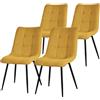 ML DESIGN modern living ML-Design Set di 4 Sedie per Sala da Pranzo Giallo Senape Poltrona da Soggiorno con Rivestimento in Tessuto e Gambe in Metallo Nero Sedia da Cucina con Schienale Poltrone Imbottite per Ufficio