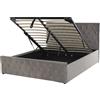 Beliani Letto Stile Moderno con Contenitore Velluto Grigio 140 x 200 cm