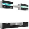 Rantry Casa Set Parete Attrezzata Porta TV con Luci LED 5 Pezzi Nero Lucido, Mobile Porta TV Mobiletto Basso per TV per Tavolino da Salotto Industriale Supporto TV per Soggiorno