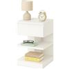BAKAJI Comodino Design Moderno con 1 Cassetto e 2 Ripiani Aperti Portaoggetti, Mobiletto Slim Robusto Colore Bianco, Salvaspazio Ideale per Camera da Letto, Salotto, Dimensioni Mobiletto 39x39x65cm