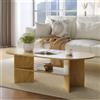 YOUDENOVA Tavolino ovale in legno, moderno, per soggiorno, caffè, tavolino da salotto, tavolino da caffè piccolo, per soggiorno, rovere naturale, 120 x 60 x 40 cm