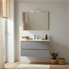 Kiamami Valentina Mobile Bagno Sospeso 90 Cm 2 Cassetti Rovere Well Grigio